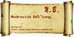 Modrovich Bátony névjegykártya